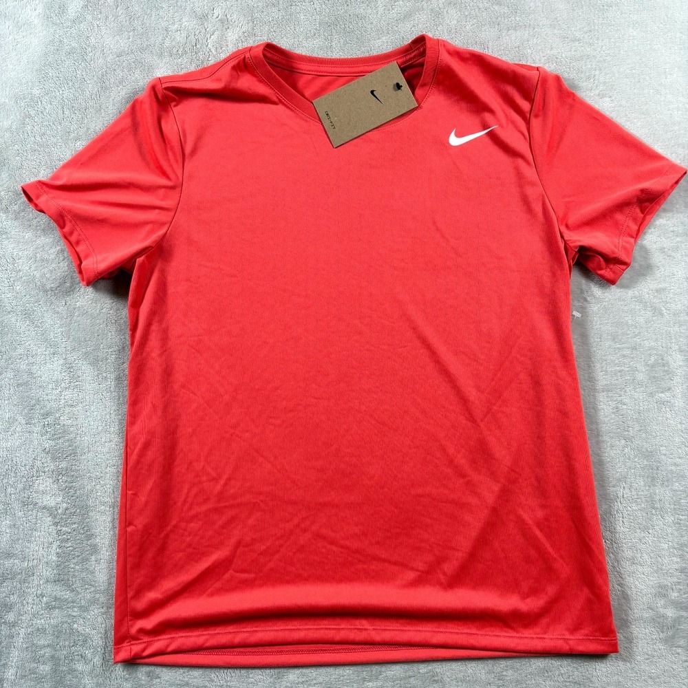 Nike‎ Dri-FIT Training Tee Shirt Womens Medium Magic Ember Swoosh Gym Workout